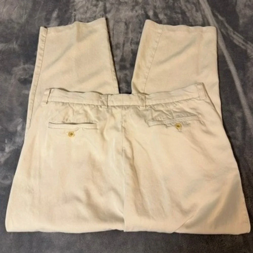 Tommy Bahama Mens 38x30 Cream 100% Silk Pleated Relaxed Wide Leg Trousers Pants
